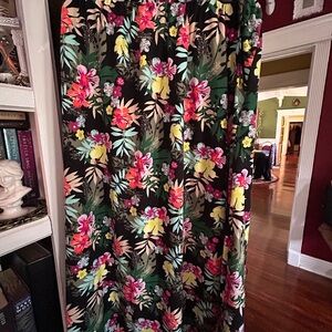 Floral Maxi Skirt - Black with Multicolor Flowers